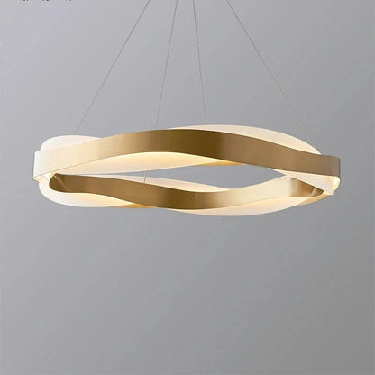 Odin - Gold Round Modern Wave Hanging Ceiling Light Chandelier