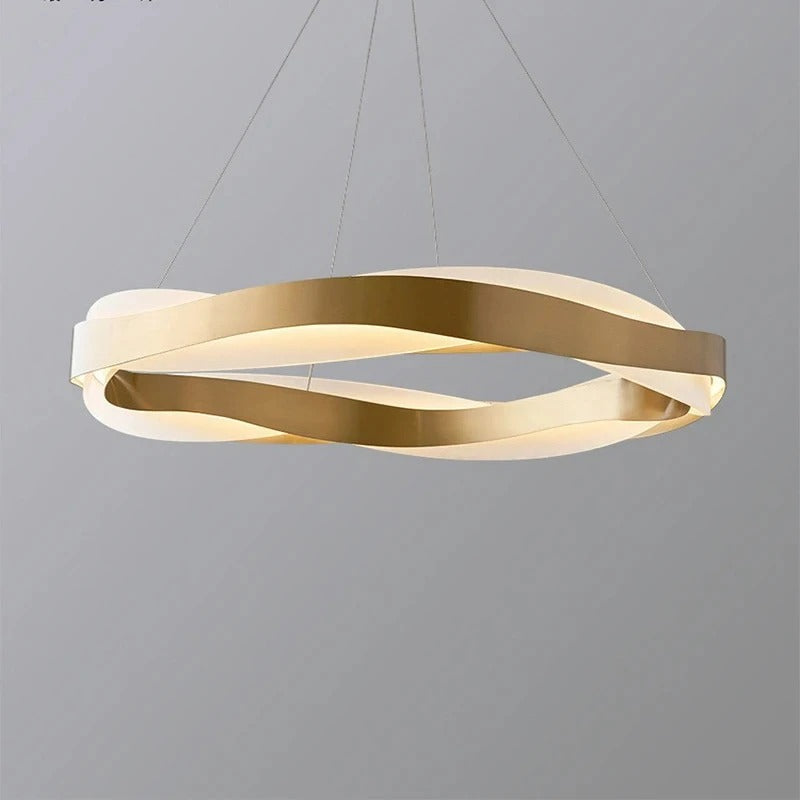 Odin - Gold Round Modern Wave Hanging Ceiling Light Chandelier