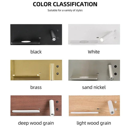 Cassandra - Modern Dual Wall Reading Light with Wireless Phone Charger Charging