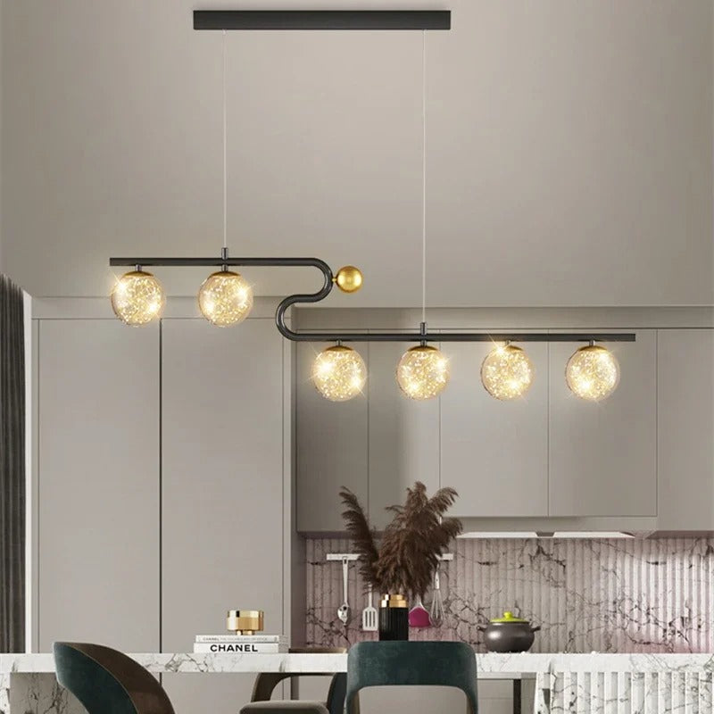 Sheila - Modern Curved Glass Ball Ceiling Light