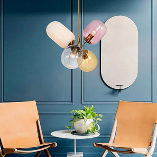 Cade - Modern Multi Coloured Glass Shade Hanging Ceiling Light