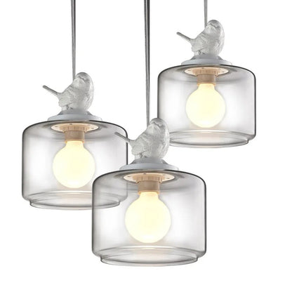 Navy - Nordic Glass Bird Hanging Light