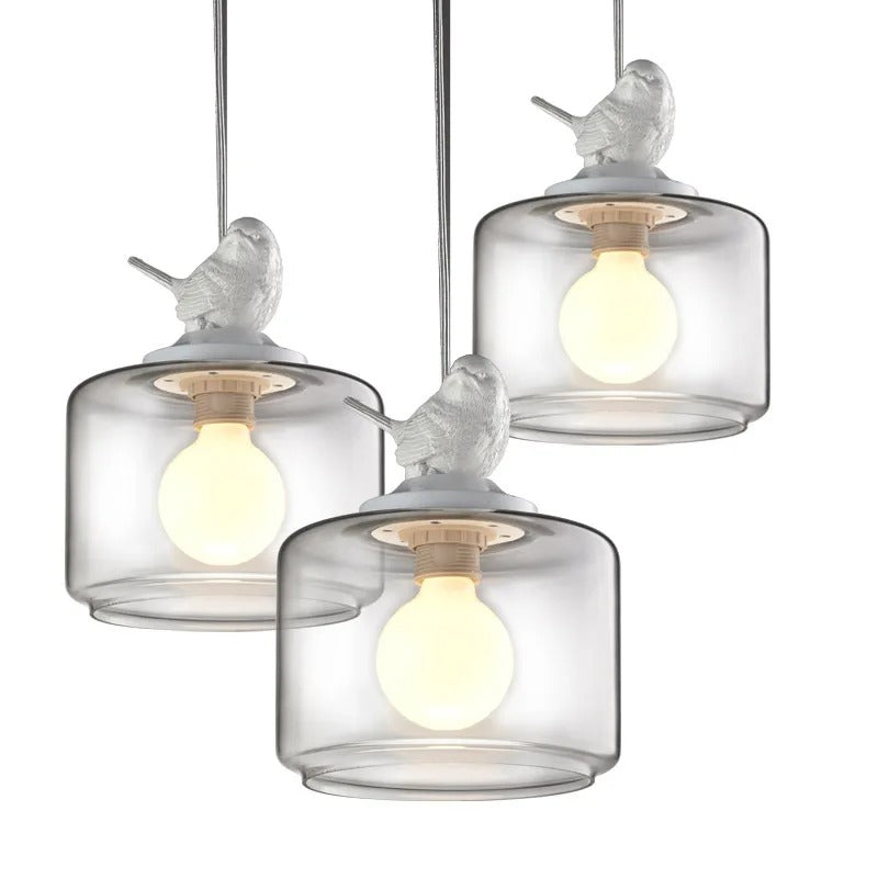 Navy - Nordic Glass Bird Hanging Light
