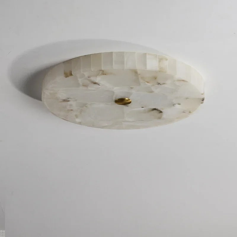 Romede - White Spanish Marble Round Flush Mount Ceiling Light