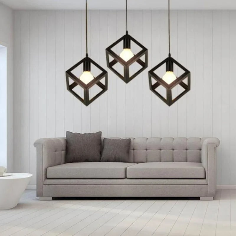 Dru - Modern Square Caged Pendant Hanging Ceiling Light