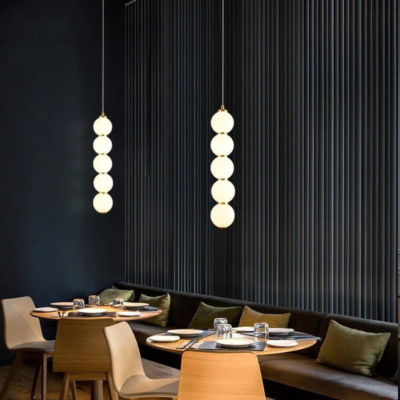 Messiah - String Glass Multi Milk Ball Gold Ceiling Light