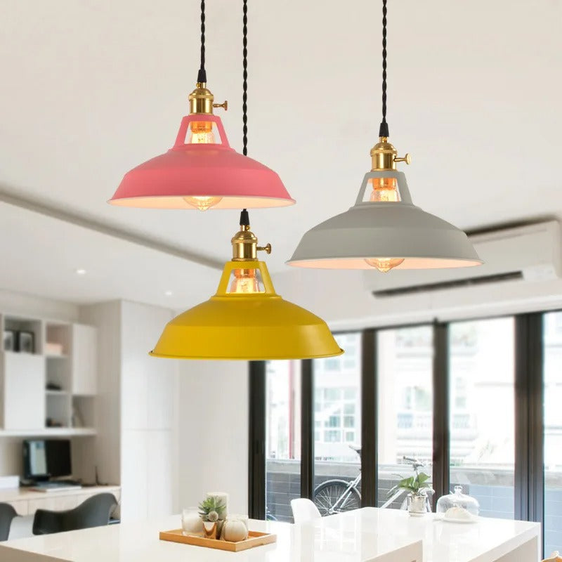 Heidi - Modern Nordic Round Pan Retro Hanging Ceiling Pendant Light