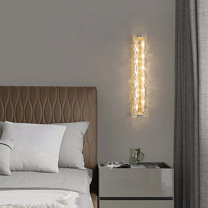 Julius - Modern Crystal Patterned Glass Gold LED Wall Light