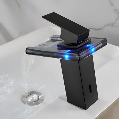 Tobias - Blue Modern LED Hot/Cold Waterfall Basin Tap
