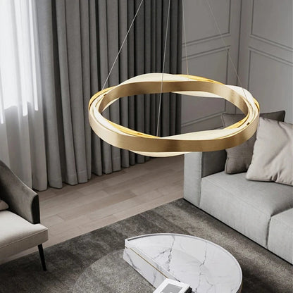 Odin - Gold Round Modern Wave Hanging Ceiling Light Chandelier