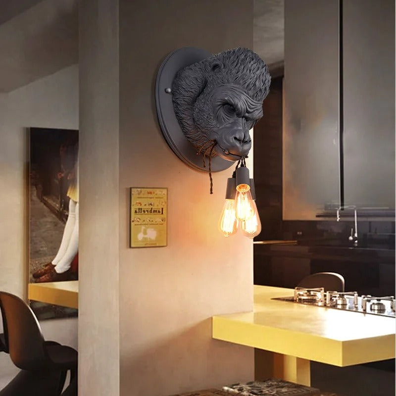 Grissla - Gorilla Head Hanging Bulb Wall Light