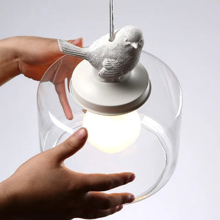 Navy - Nordic Glass Bird Hanging Light