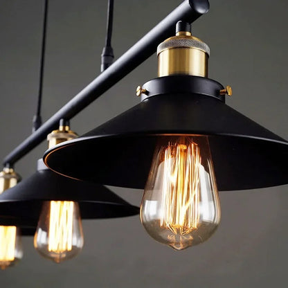 Fay - Industrial Black Retro Iron Lift 3 Pendant Hanging Ceiling Light