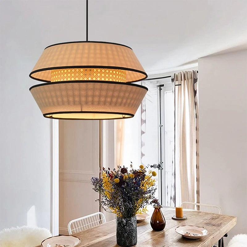 Heredia - Handmade Fabric Wicker Round Pendant Ceiling Light