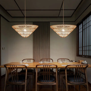 Natali - Rattan Hand-Knitted Cone Ceiling Light