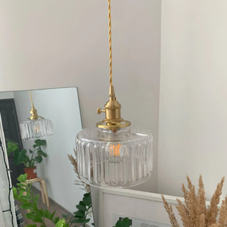 Harley - Patterned Glass Round Pendant Hanging Ceiling Light