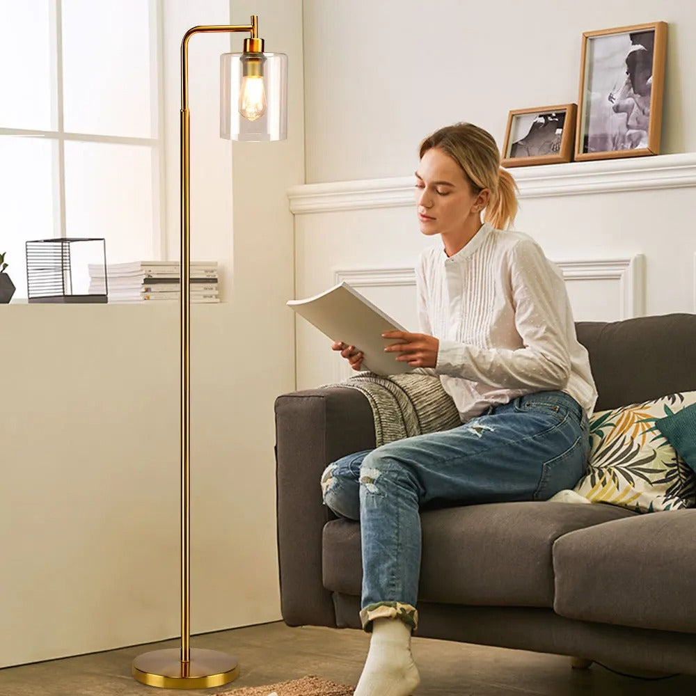 Ariel - Metal Pole Glass Shade Floor Light