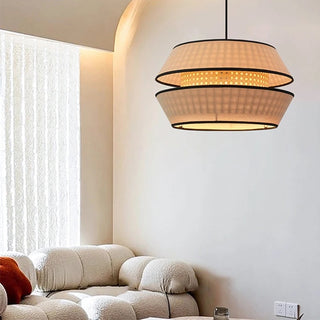 Heredia - Handmade Fabric Wicker Round Pendant Ceiling Light