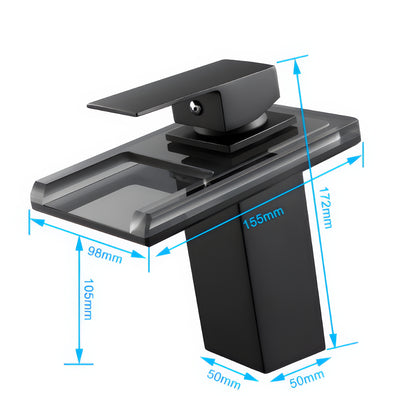 Tobias - Blue Modern LED Hot/Cold Waterfall Basin Tap