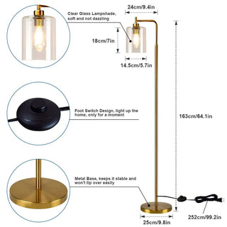 Ariel - Metal Pole Glass Shade Floor Light