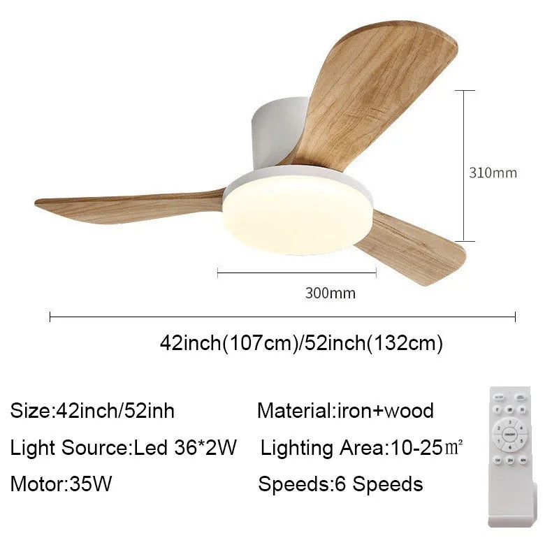 Lankford - 42/52Inch Quiet Bedroom 3 Blade Ceiling Fan