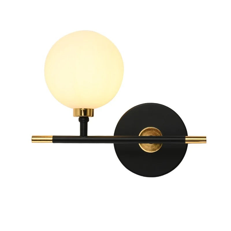 Arlo - Modern Black/Gold Milk Shade Wall Light