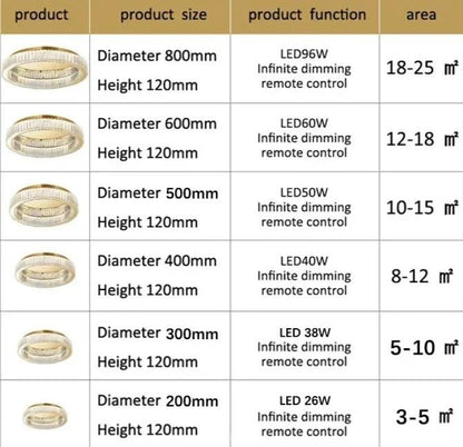 Mac - Crystal Glass Round Modern Semi-Flush Ceiling Light Chandelier