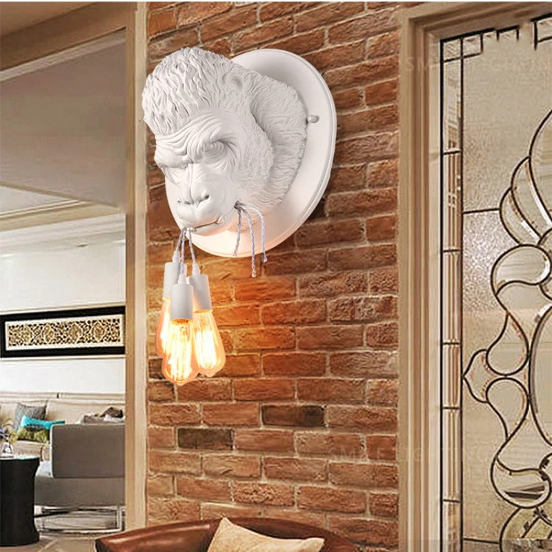 Grissla - Gorilla Head Hanging Bulb Wall Light