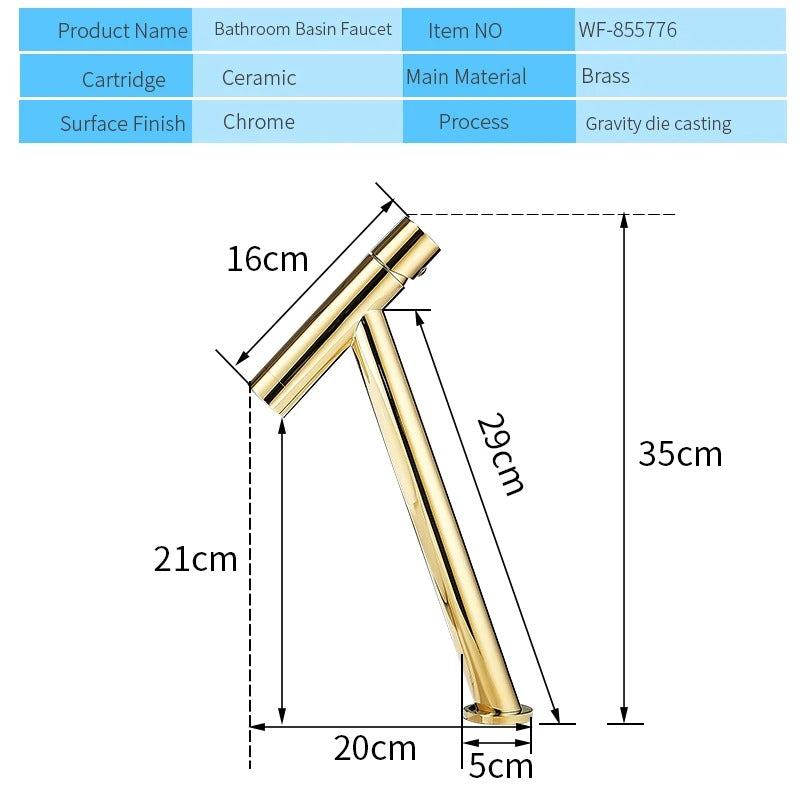 Yaakov - Modern Basin Hot/Cold Slanted Basin Mixer Tap