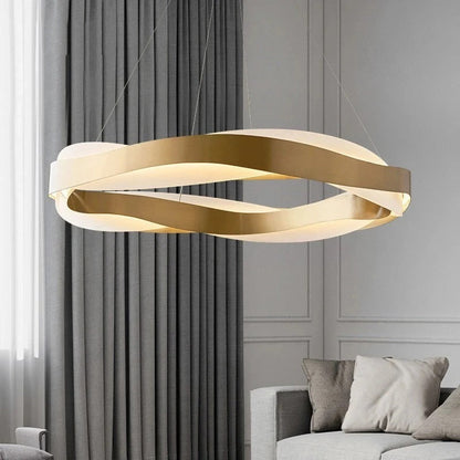 Odin - Gold Round Modern Wave Hanging Ceiling Light Chandelier
