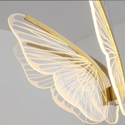 Warren - Gold LED Butterfly Wings Hanging Chandelier