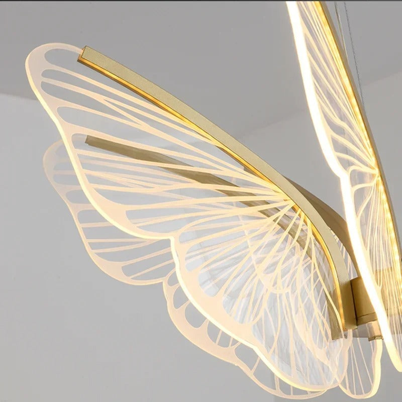Warren - Gold LED Butterfly Wings Hanging Chandelier