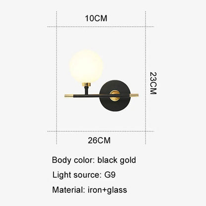 Arlo - Modern Black/Gold Milk Shade Wall Light