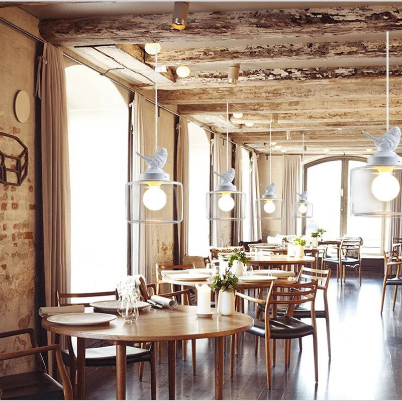 Navy - Nordic Glass Bird Hanging Light