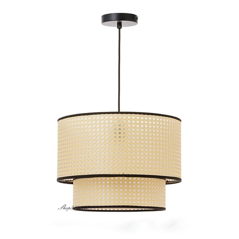 Margit - Japanese Handmade Rattan Round Tiered Ceiling Light