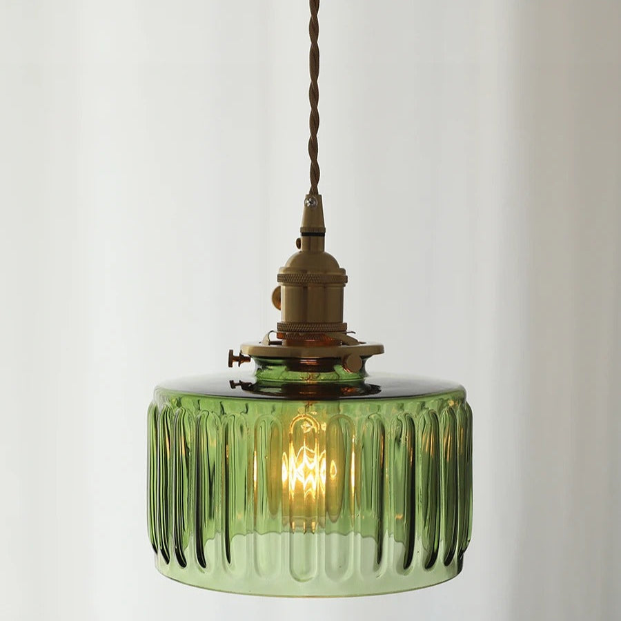 Harley - Patterned Glass Round Pendant Hanging Ceiling Light