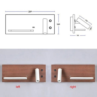 Cassandra - Modern Dual Wall Reading Light with Wireless Phone Charger Charging