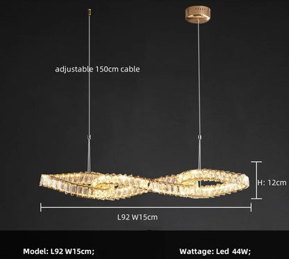 Molly - Modern Hanging Twisted Glass Ceiling Chandelier