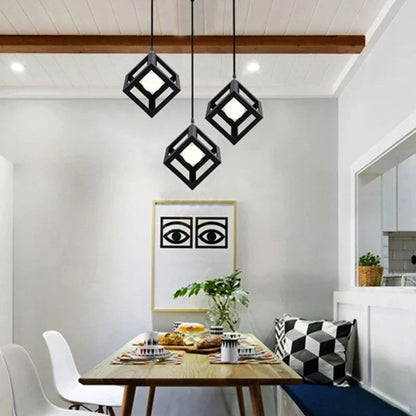 Dru - Modern Square Caged Pendant Hanging Ceiling Light