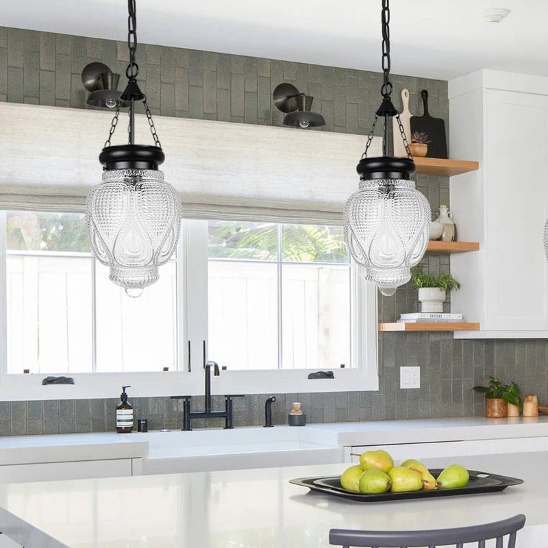 Jakari - Patterned Glass Shade Hanging Pendant Ceiling Light