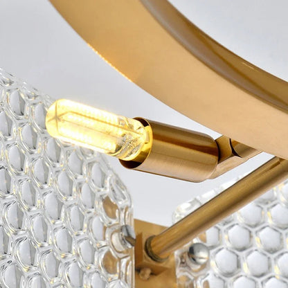 Barrett - Modern Patterned Glass Gold Crystal Hanging Chandielier