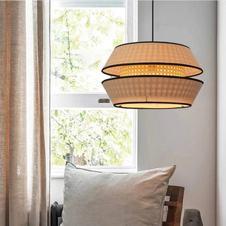 Heredia - Handmade Fabric Wicker Round Pendant Ceiling Light