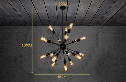 Judah - Black Vintage Industrial Multi Bulb Ceiling Light