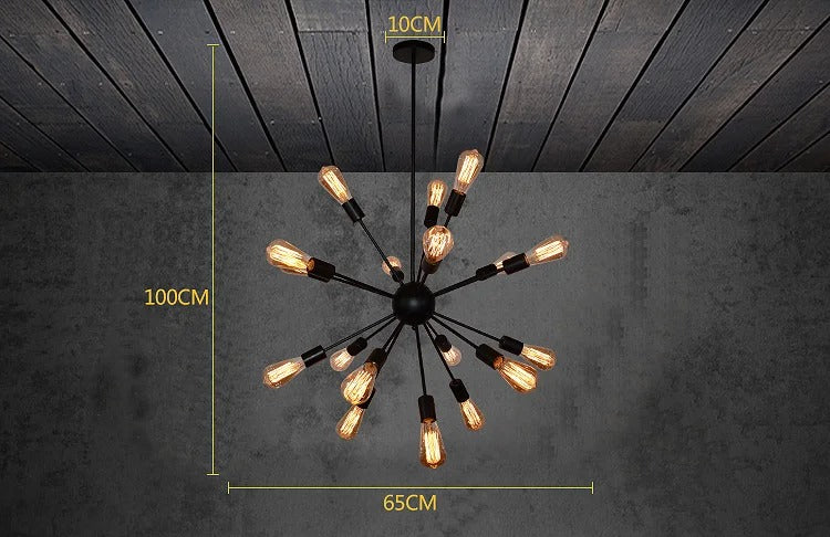 Judah - Black Vintage Industrial Multi Bulb Ceiling Light