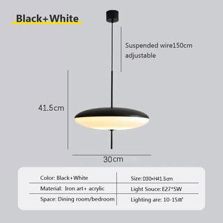 Bozsi - Modern Black/White Flying Saucer Round Pendant Ceiling Light