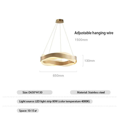 Odin - Gold Round Modern Wave Hanging Ceiling Light Chandelier