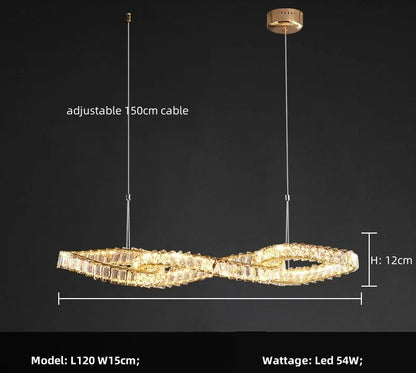 Molly - Modern Hanging Twisted Glass Ceiling Chandelier