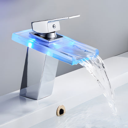 Tobias - Blue Modern LED Hot/Cold Waterfall Basin Tap