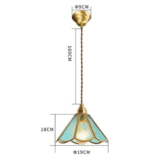 Judson - Vintage Coloured Patterned Glass Gold Frame Pendant Ceiling Light