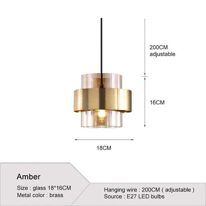 Bethzatha - Gold Modern Hanging Round Glass Pendant Ceiling Light